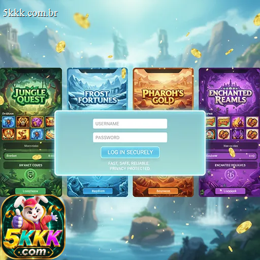 Tela de boas-vindas e lobby de jogos do aplicativo 5kkk